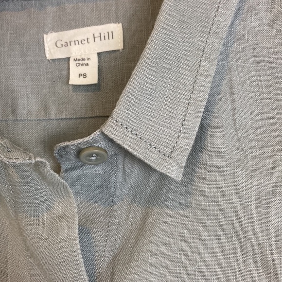Garnet Hill Easy Linen Tunic Grey Gray Button Shirt Coastal Vacation Petite S - Picture 5 of 16